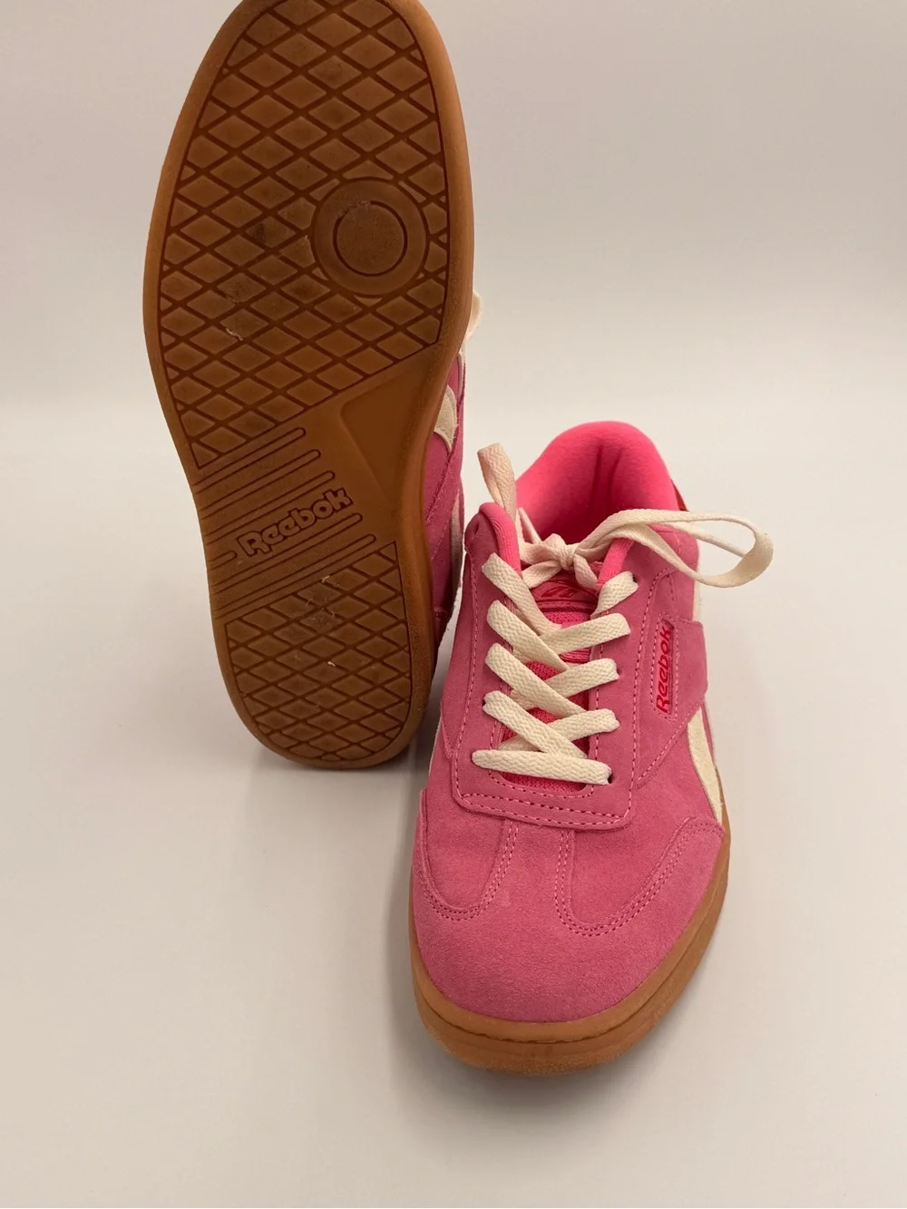 Reebok Pink Suede Women's Low-Top Sneakers with Cream Accents